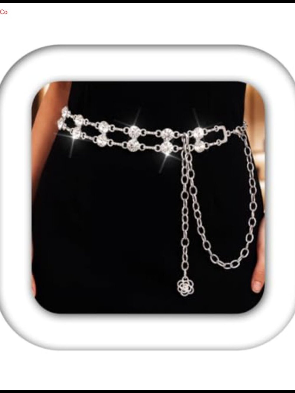 Rhinestone Chain Belt Adjustable Waist Chain for Women
